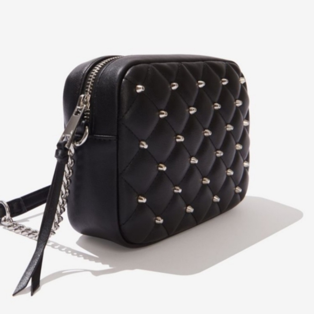 Rebecca Minkoff Diamond Quilt Studded Top Zip Crossbody Purse